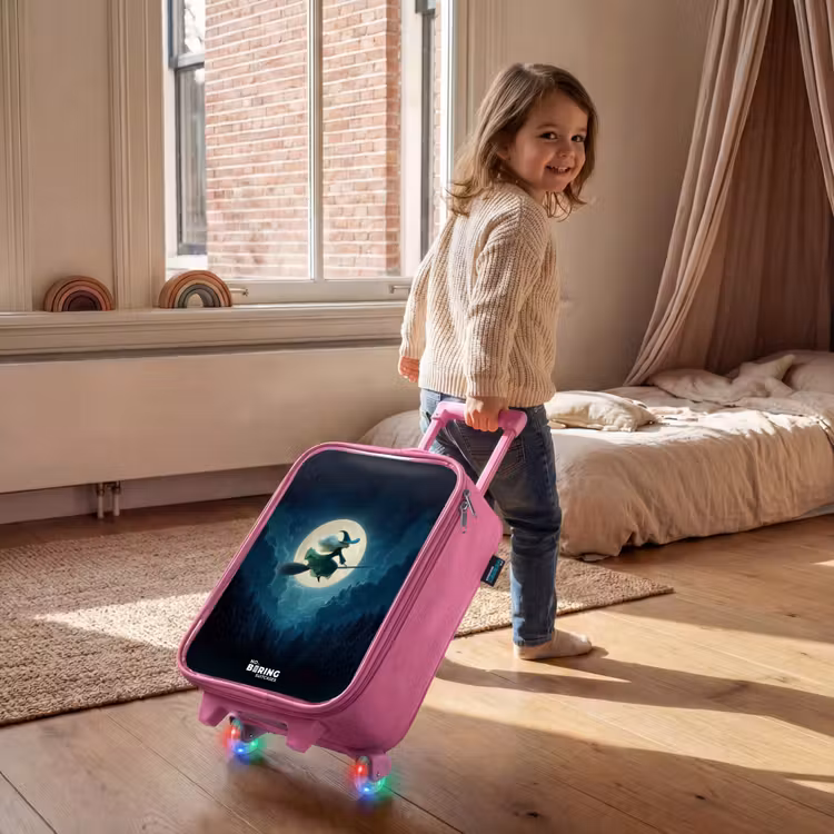 Heks in Maanlichtvlucht Kinderkoffer - Roze klein -sfeer1