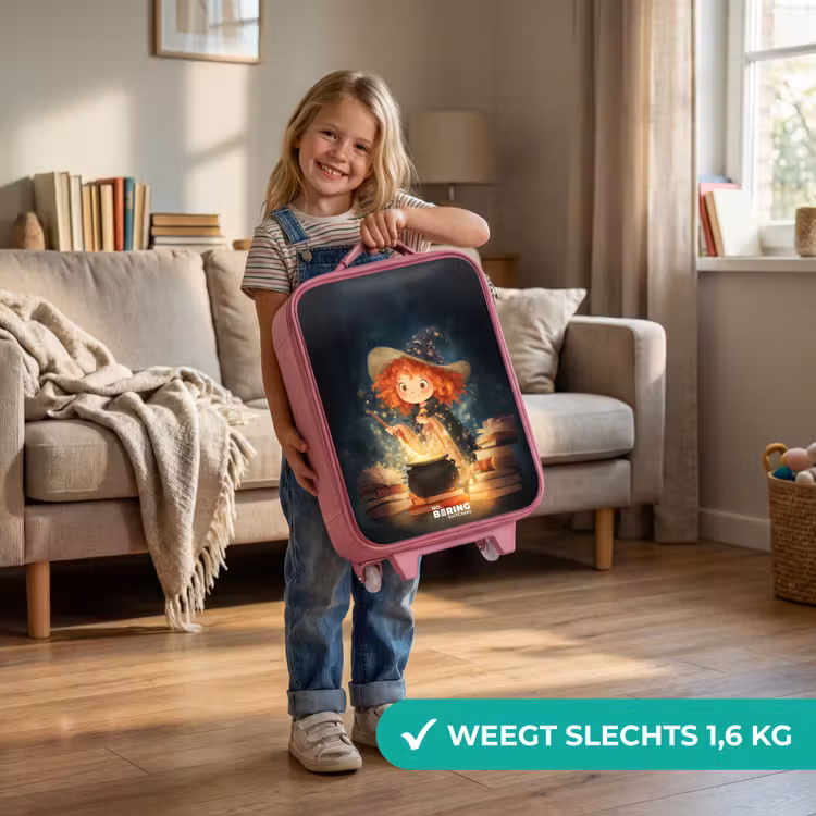 Heks met Sprankelende Toverdrank Kinderkoffer - Roze klein -sfeer2_NL