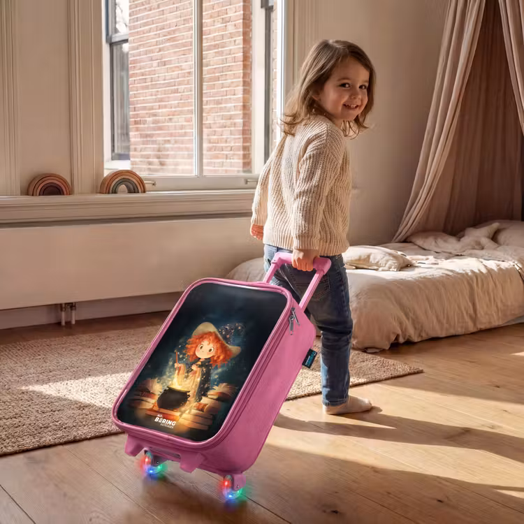 Heks met Sprankelende Toverdrank Kinderkoffer - Roze klein -sfeer1