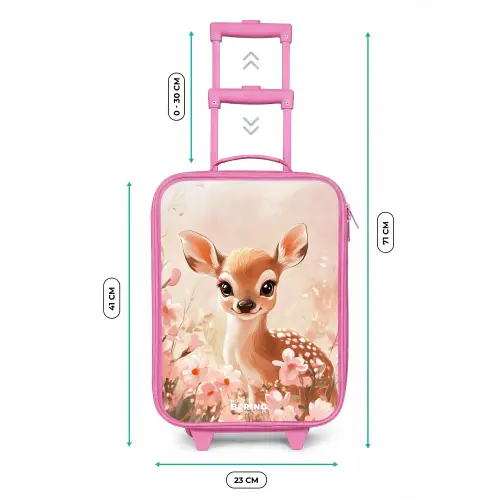 Hertje - Ogen - Stippen - Bloemen Kinderkoffer - Roze klein -productfoto_formaten
