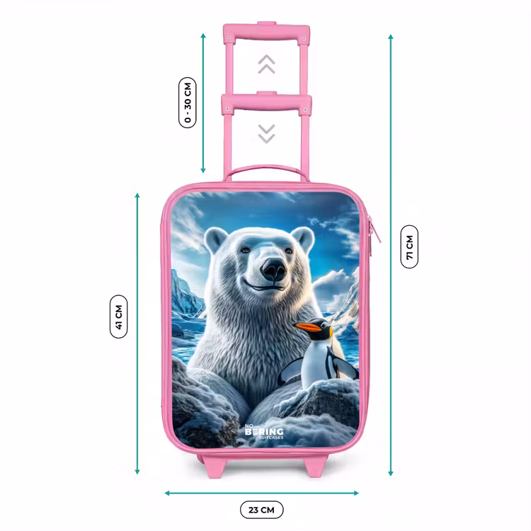 IJsbeer en pinguïn in besneeuwd berglandschap Kinderkoffer - Roze klein -productfoto_formaten