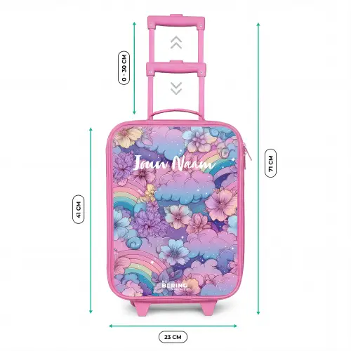 Illustratie van wolken, regenbogen en bloemen Kinderkoffer - Roze klein -productfoto_formaten
