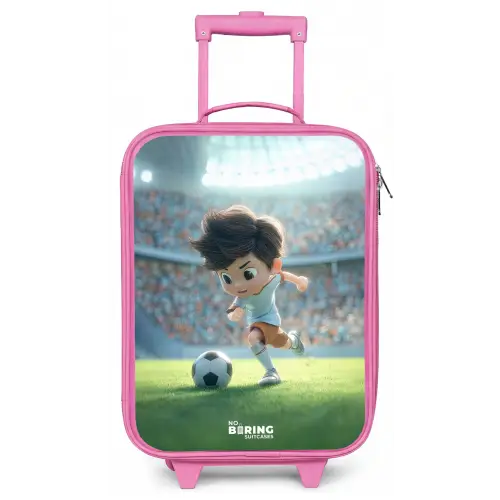 Jongen - Voetbal - Stadion - Zonlicht Kinderkoffer - Roze klein -zz3dotto