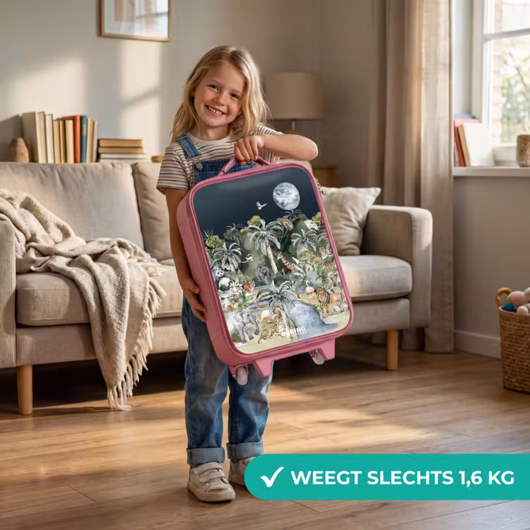 Jungle in de maneschijn Kinderkoffer - Roze klein -sfeer2_NL
