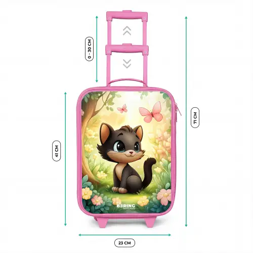 Kat - Vlinder - Bloemen Kinderkoffer - Roze klein -productfoto_formaten