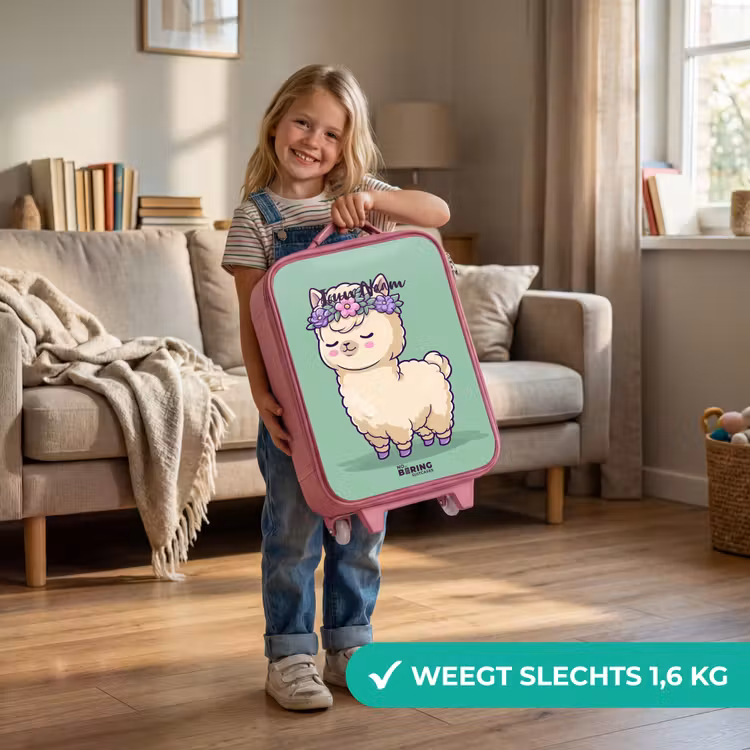 Kawai - Alpaca - Groen Kinderkoffer - Roze klein -sfeer2_NL