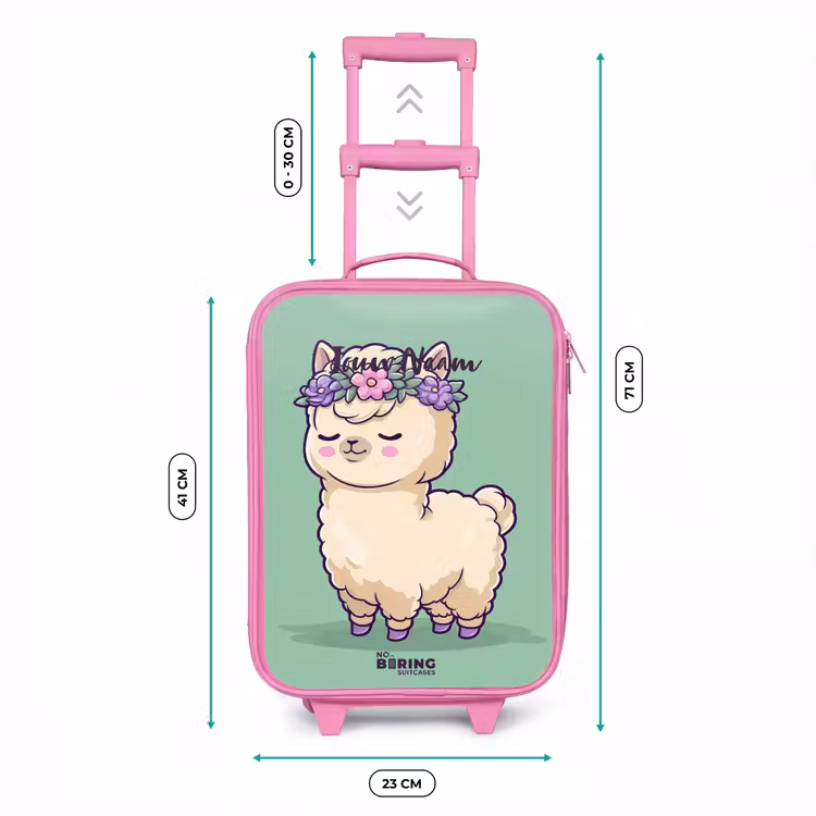 Kawai - Alpaca - Groen Kinderkoffer - Roze klein -productfoto_formaten