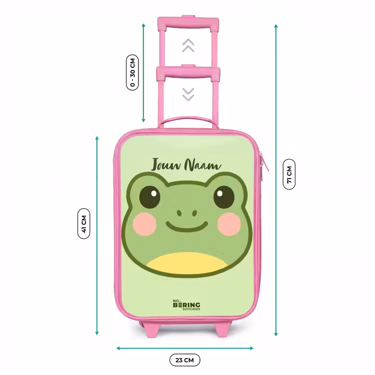 Kawai - Kikker - Groen Kinderkoffer - Roze klein -productfoto_formaten