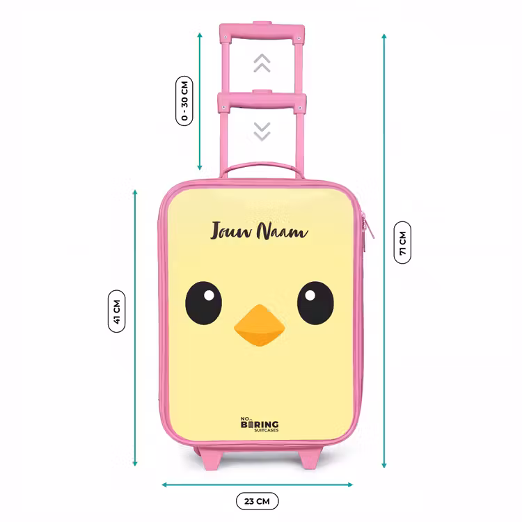Kawai - Kuiken - Geel Kinderkoffer - Roze klein -productfoto_formaten