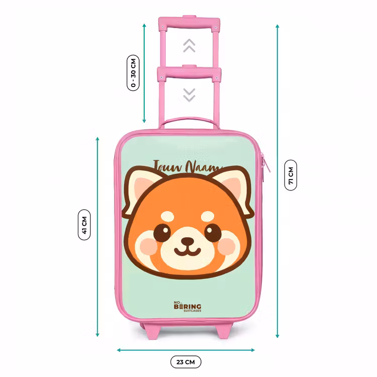 Kawai - Rode panda - Groen Kinderkoffer - Roze klein -productfoto_formaten