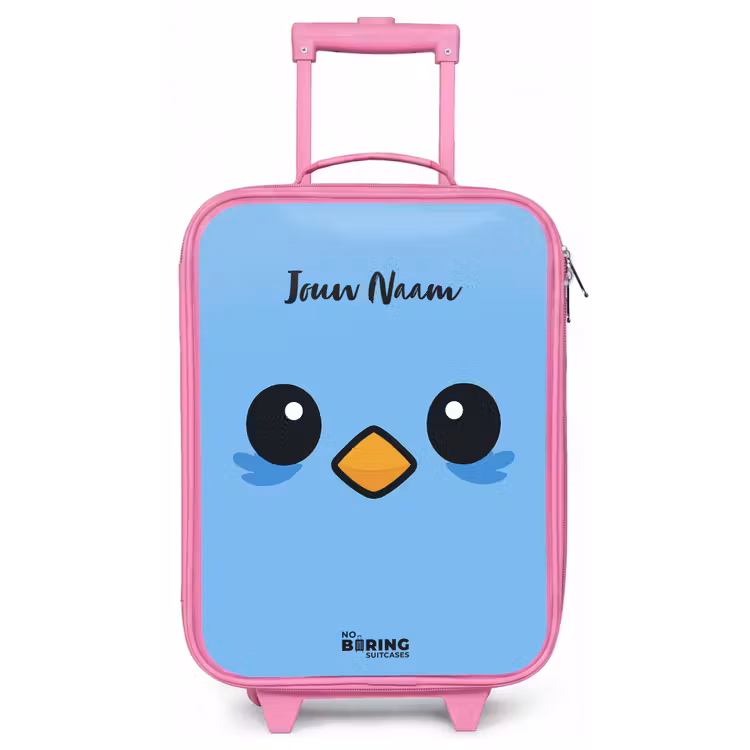 Kawai - Vogel - Blauw Kinderkoffer - Roze klein -zz3dotto