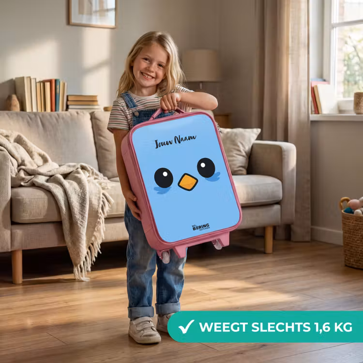 Kawai - Vogel - Blauw Kinderkoffer - Roze klein -sfeer2_NL