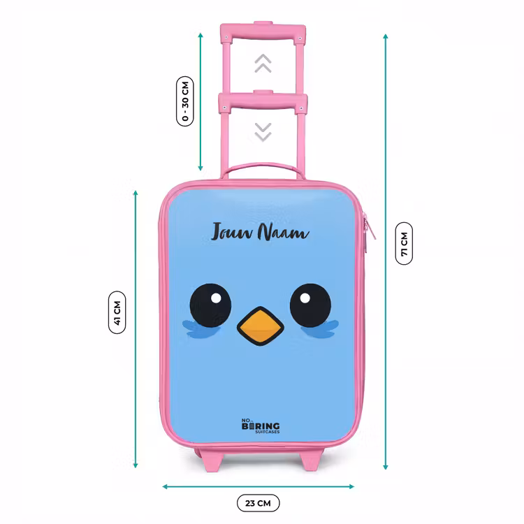Kawai - Vogel - Blauw Kinderkoffer - Roze klein -productfoto_formaten