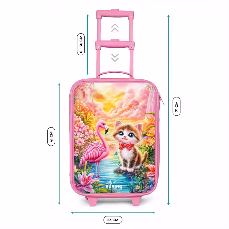 Kitten met flamingo in tropisch bloemenparadijs Kinderkoffer - Roze klein -productfoto_formaten