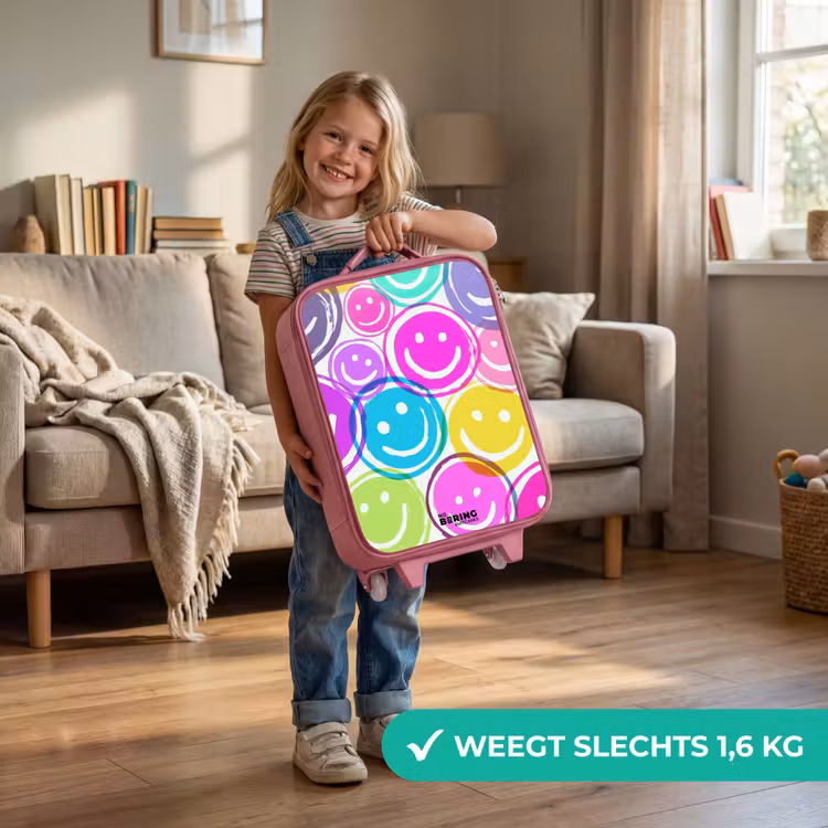 Kleurrijke glimlachexplosie Kinderkoffer - Roze klein -sfeer2_NL