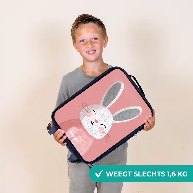 Roze - Konijn - Glimlach - Illustratie Kinderkoffer - Zwart klein -sfeer4_NL
