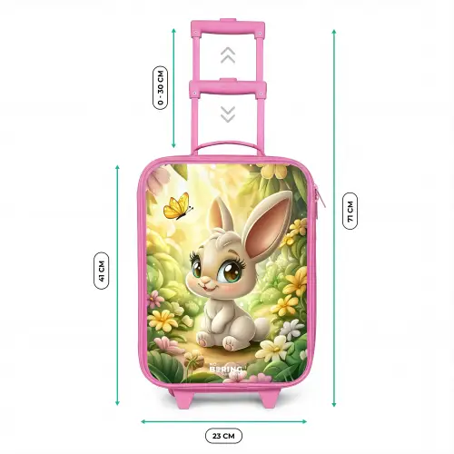 Konijn - Zonlicht - Sprookjesachtig - Vlinder Kinderkoffer - Roze klein -productfoto_formaten