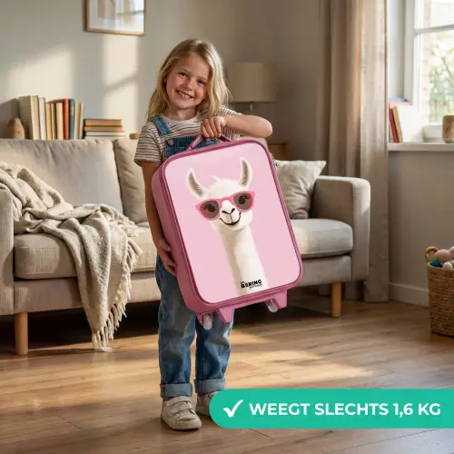 Lama - Wit - Zonnebril - Wimpers Kinderkoffer - Roze klein -sfeer2_NL