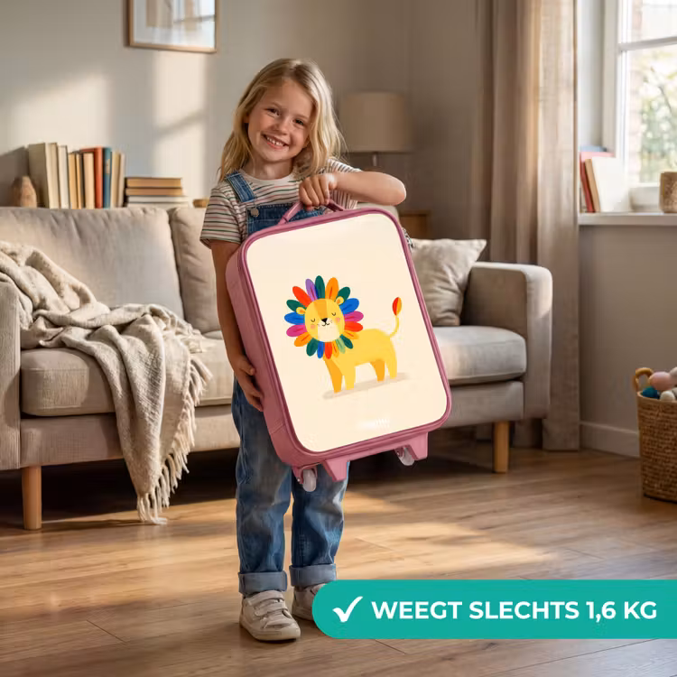 Leeuw - Manen - Kleurrijk Kinderkoffer - Roze klein -sfeer2_NL