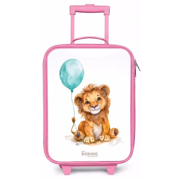 Leeuw met blauwe ballon Kinderkoffer - Roze klein -zz3dotto