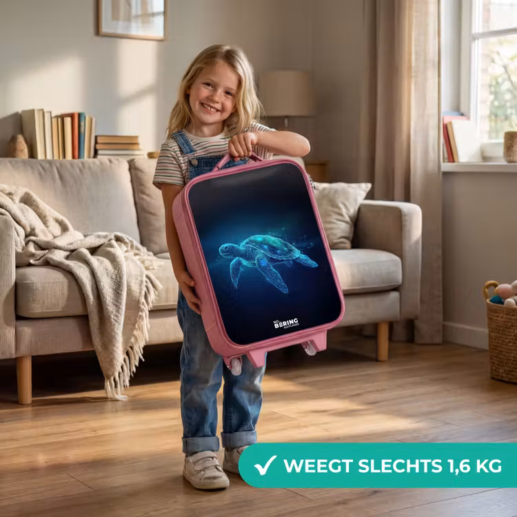 Lichtgevende schildpad in digitale oceaan Kinderkoffer - Roze klein -sfeer2_NL