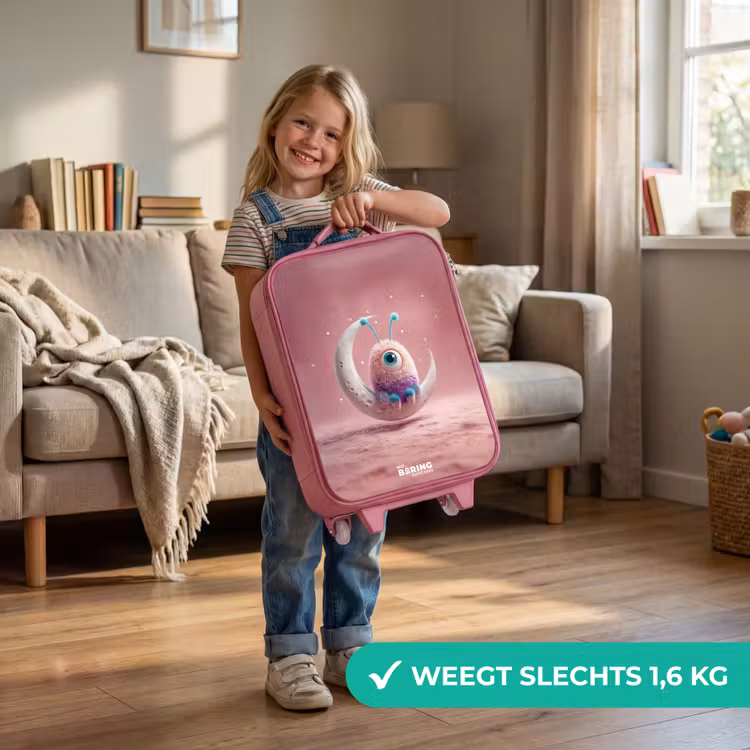 Maanwip met Pluizig Wezentje Kinderkoffer - Roze klein -sfeer2_NL