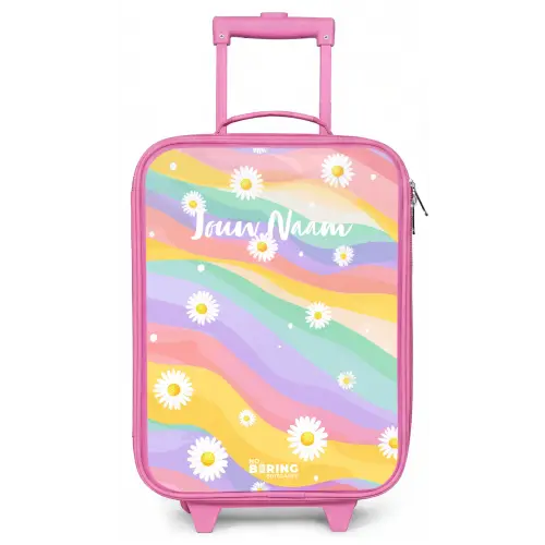 Madeliefjes op regenboogachtergrond Kinderkoffer - Roze klein -zz3dotto