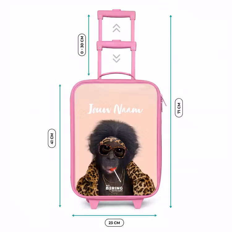 Aap met Loly Kinderkoffer - Roze klein -productfoto_formaten