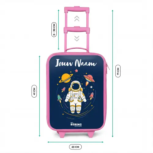 Astronaut - Planeet - Sterren - Raket Kinderkoffer - Roze klein -productfoto_formaten