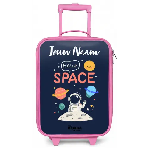 Astronaut - Quote - Planeten - Sterren Kinderkoffer - Roze klein -zz3dotto