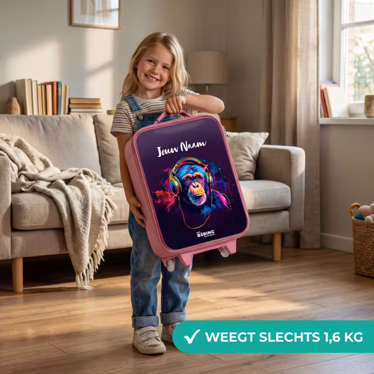 Baviaan Beats Kinderkoffer - Roze klein -sfeer2_NL