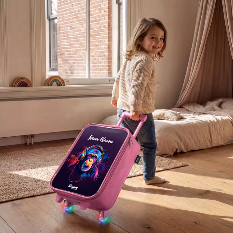 Baviaan Beats Kinderkoffer - Roze klein -sfeer1