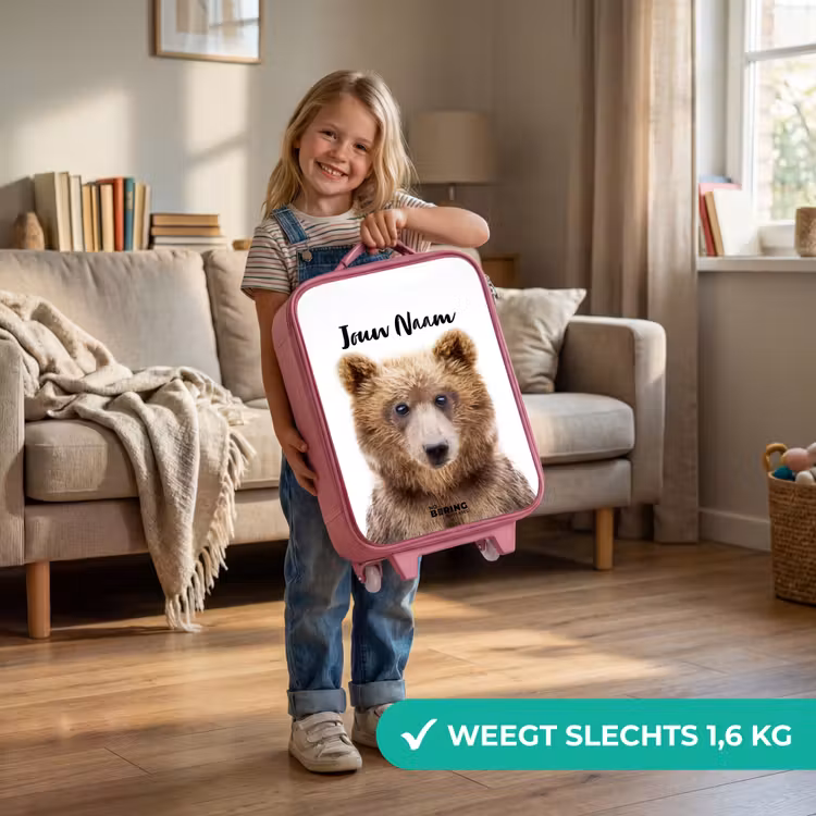 Bennie Beer Kinderkoffer - Roze klein -sfeer2_NL