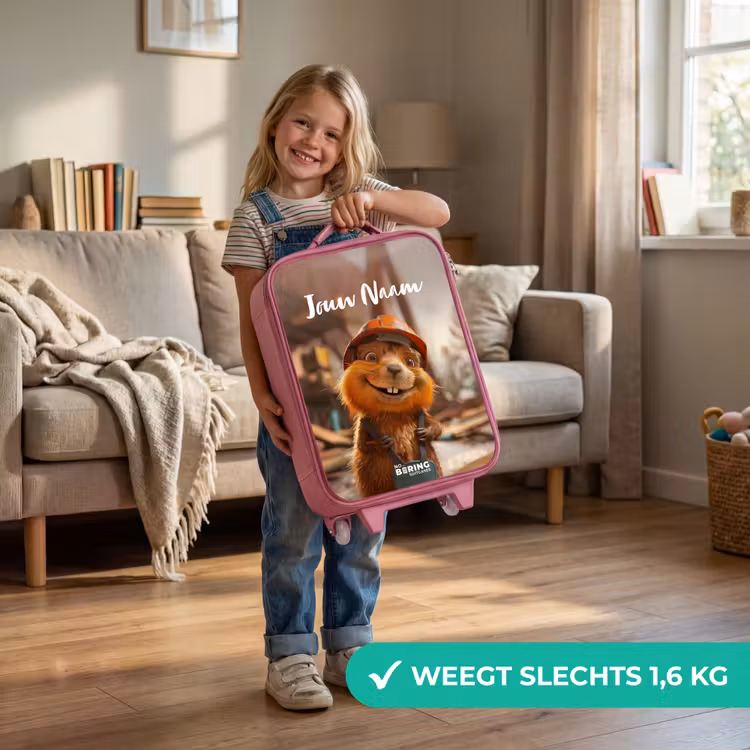 Bertus Bouwbever Kinderkoffer - Roze klein -sfeer2_NL
