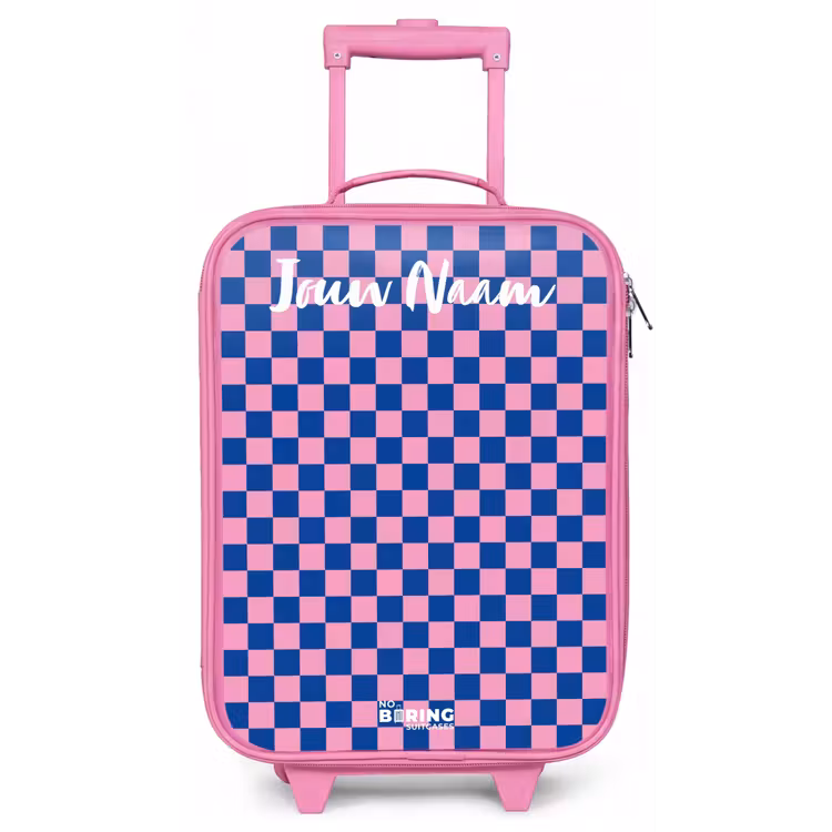 Blokjes - Blauw - Roze Kinderkoffer - Roze klein -zz3dotto