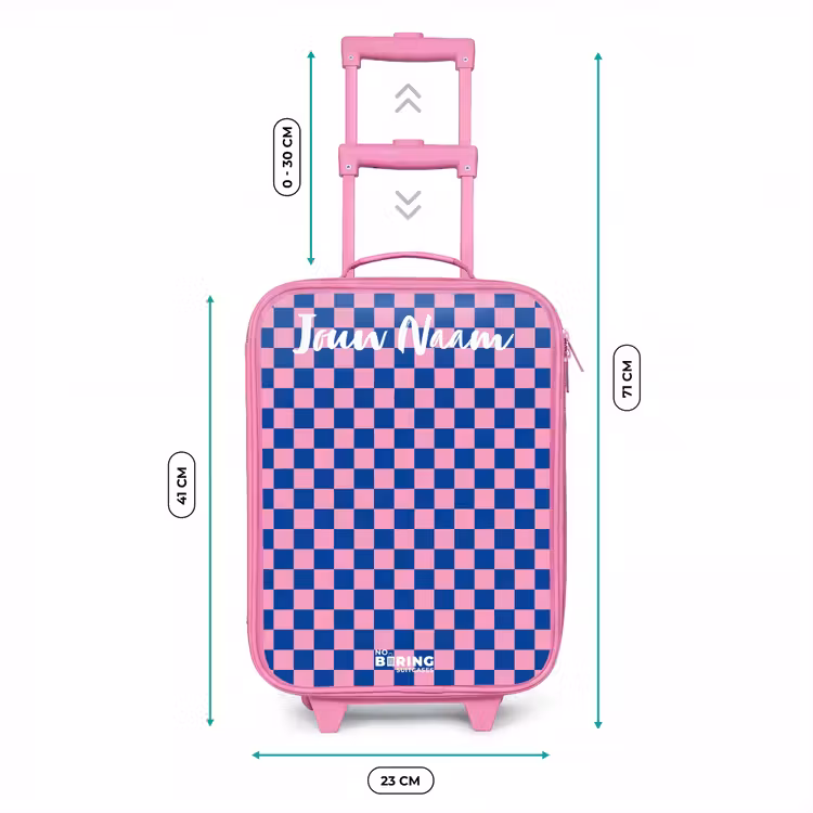 Blokjes - Blauw - Roze Kinderkoffer - Roze klein -productfoto_formaten