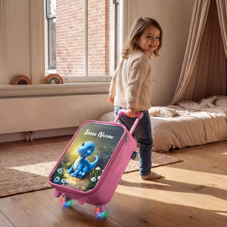 Branco Brontosaurus Kinderkoffer - Roze klein -sfeer1