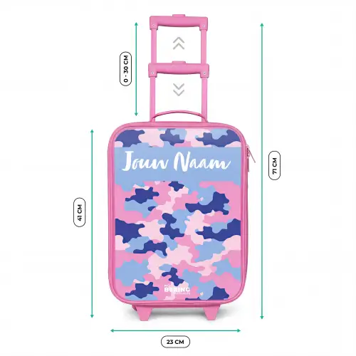 Camouflage - Roze - Blauw Kinderkoffer - Roze klein -productfoto_formaten