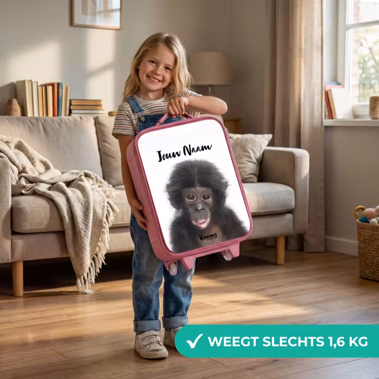 Charlie Chimp Kinderkoffer - Roze klein -sfeer2_NL