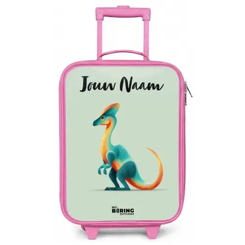 Dino - Blauw - Dier Kinderkoffer - Roze klein -zz3dotto