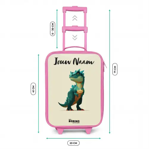 Dino - Dier - Groen Kinderkoffer - Roze klein -productfoto_formaten