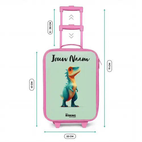 Dino - Dier - Groen - Oranje Kinderkoffer - Roze klein -productfoto_formaten