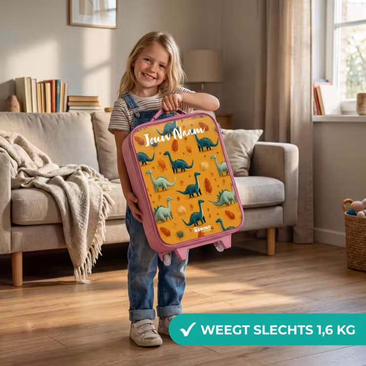 Dino - Dieren - Patroon Kinderkoffer - Roze klein -sfeer2_NL