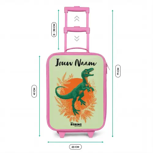 Dino - Natuur - Groen Kinderkoffer - Roze klein -productfoto_formaten
