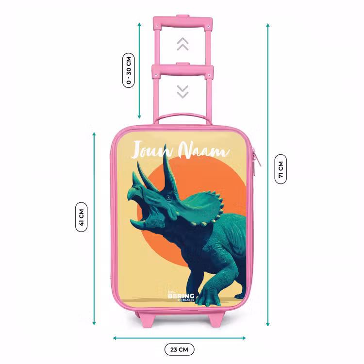 Dino - Triceratops  - Dier Kinderkoffer - Roze klein -productfoto_formaten