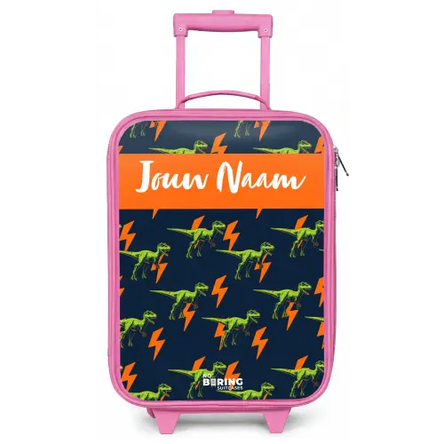 Dinos - Bliksem - Dieren - Blauw Kinderkoffer - Roze klein -zz3dotto