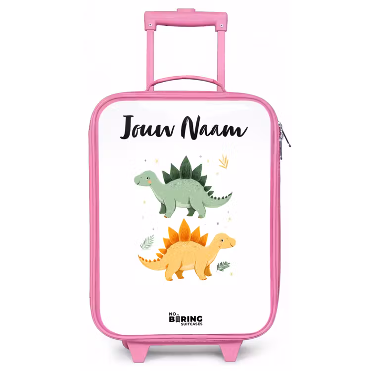 Dinos - Dieren - Groen - Oranje Kinderkoffer - Roze klein -zz3dotto