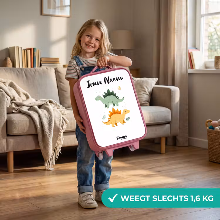 Dinos - Dieren - Groen - Oranje Kinderkoffer - Roze klein -sfeer2_NL