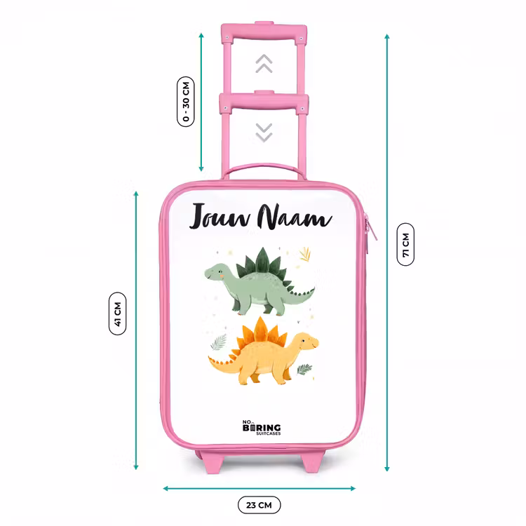 Dinos - Dieren - Groen - Oranje Kinderkoffer - Roze klein -productfoto_formaten