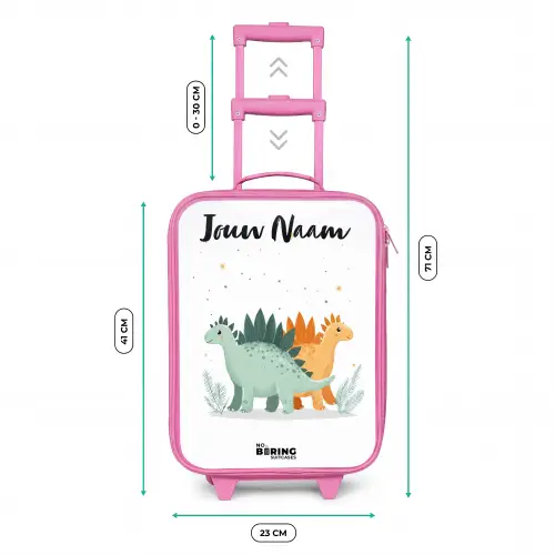 Dinos - Dieren - Sterren Kinderkoffer - Roze klein -productfoto_formaten